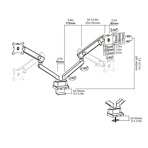 Soporte de monitor articulado y soporte para portátil con base de sujeción a mesa 2