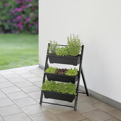 Maximex Vertikales Hochbeet 3 Etagen, Verstellbarer Neigungswinkel, 3 Pflanzkästen mit Drainagelöcher, 56,5 x 85 x 61 cm