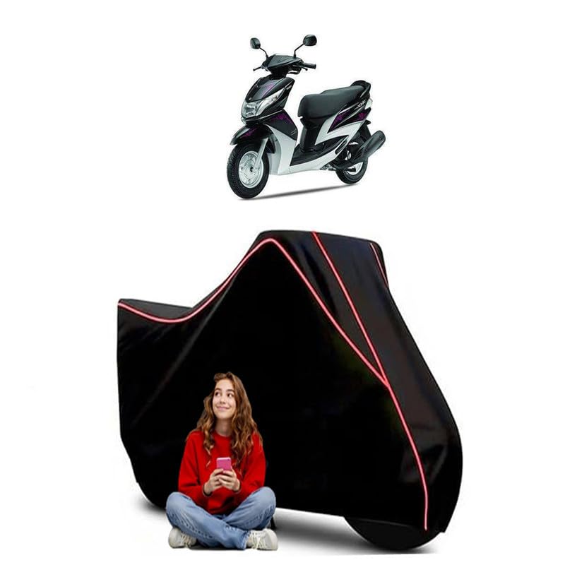 Image of RAY Z Scooty Bike Cover Water Resistant Outdoor Use Universal Fit Scooters Motorcycles Heavy Duty UV Protection Dust Rain Scratch Resistant Elastic Bottom Black Blue Piping