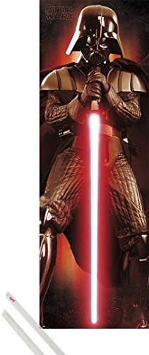 1art1 Star Wars Door Poster (62x21 inches) Darth Vader and 1 Set of Transparent Poster Hangers