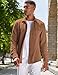 COOFANDY Men's Long Sleeve Shirt Jacket Casual Stylish Shacket Long Sleeve Button Down Business Shirt Light Brown