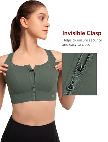 The Best Sports Bra for Large Breasts High Impact: A Real Talk Guide (I Tested 17 So You Don't Have To) 5 Yvette Front Closure Sports Bras for Women High Support Large Bust Supportive Sports Bra High Impact for Running,Dark Green,L