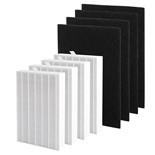 ThingRay-4 HEPA Filters+4 Carbon Filters,HEPA 13 Filters for HPA300 Honeywell Air Purifier Filters ,R Filter Replacement for Honeywell HAP300 Replacement Filters,For Replacement Honeywell HPA090, HPA100, HPA200, HPA250,HPA300 and HPA5300