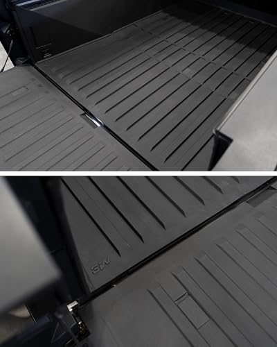 Image of 3W Truck Bed Mat for Tesla Cybertruck 2023 2024 2025, All Weather Protection Waterproof Car Bed Liner, Custom Fit TPE Pickup Rear Trunk Cargo Mat Tesla Accessories Mats, Black