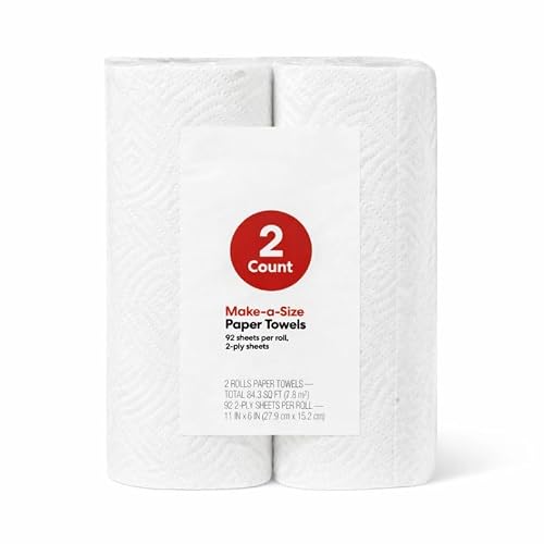 Paper Towel Rolls, 2 Ply Household Cleaning Towels with 92 Sheets Per Roll, Perforated Sheets for Kitchen, Home, and Everyday Cleanup