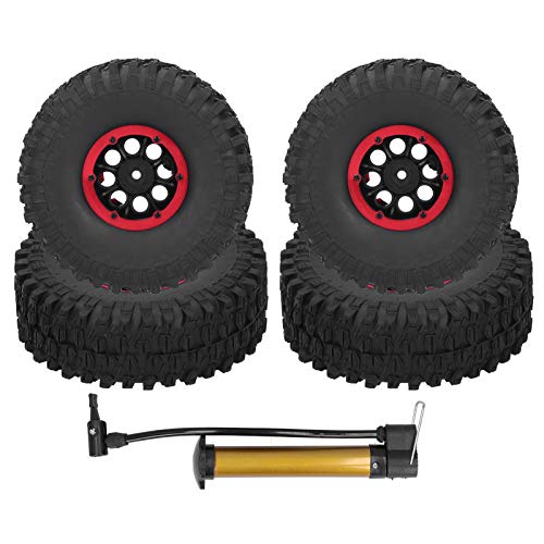 Pneus de Course Rc 1,9 Pouces POENVFPO Gonflables Rouges pour SCX10 D90