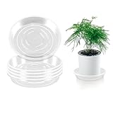FEELOVE Plant Saucer, 6 Pack of 6 inch Plant Trays for Indoors, Thicker Plastic Flower Pot Saucers, Clear Plant Saucer Drip Trays with no Holes