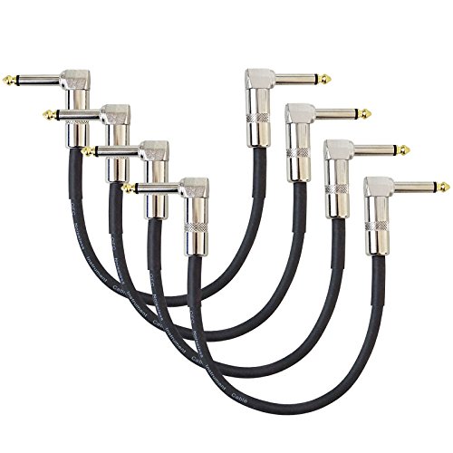 Câble patch 60 cm keepdrum gc028 avec fiche jack 6,3 mm coudée pour pédalier - Lot de 4
