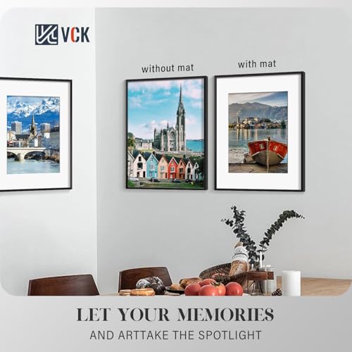 Image of VCK 16x20 Picture Frames Black Metal, Real Glass, 11x14 Mat, for Poster