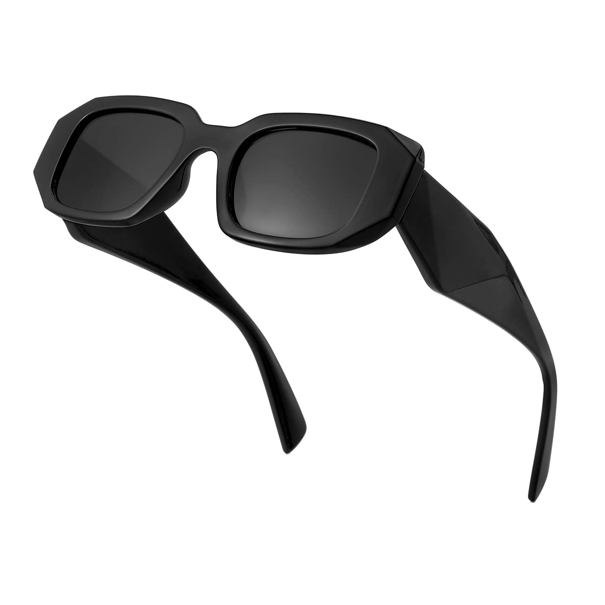 JOVAKITJOVAKIT Trendy Thick Chunky Rectangle Sunglasses for Women Men Fashion Small Square Sun Glasses UV400 Protection Sunnies