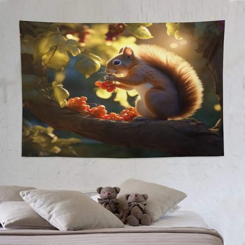Affiche ornement tenture murale écureuil PAZZK aux finitions textiles soignées