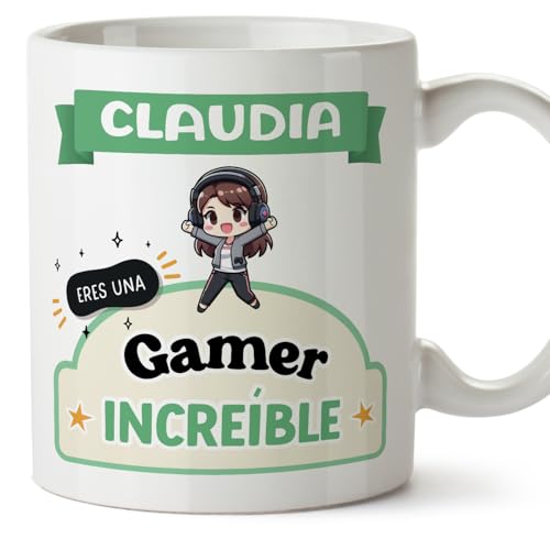 MUGFFINS Tazas Personalizadas para GAMER mujer - En Español - Eres increíble - Kawaii - 11 oz / 330 ml - Regalo Personalizable original y divertido