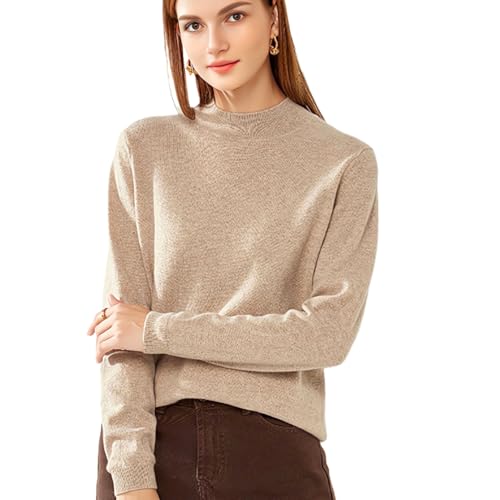 Image of 100% Pure Cashmere Sweaters for Women Mockneck Long Sleeve Warm Soft Lightweight Knit Pullover