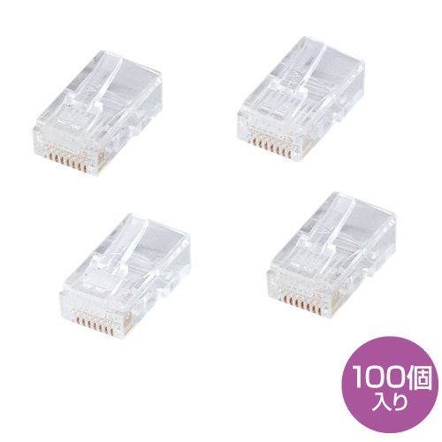 サンワサプライ アウトレット RJ-45 コネクタ CAT5e 単線 用 100個 箱にキズ、汚れのあるアウトレット 品です。
