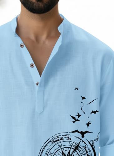 Image of Amazon Brand - INKAST Men's Cotton Blend Mandarin Collar Regular Fit Full Sleeve Casual Short Kurta