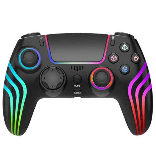 MINSWC Wireless PS5 Controller Adapter with RGB Lighting