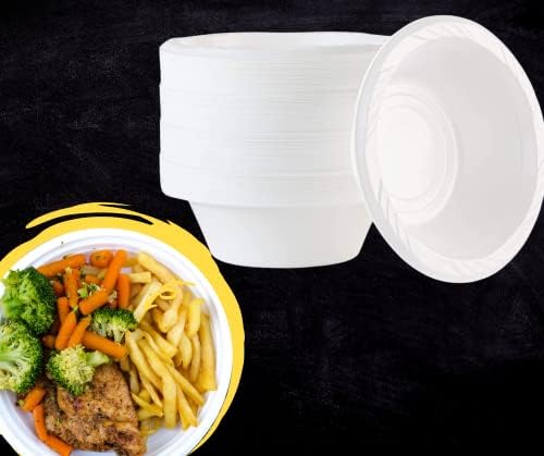 Pack of 50 Reusable Plastic Strong Bowls and Plates for Convenience use in Birthday Anniversary Parties (50 Bowls 12oz)