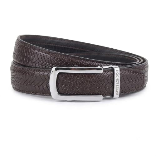 Image of HAYES LONDON Leather Ratchet Belt for Men | Adjustable No-Holes | Customizable Fit, Stylish & Effortless Buckle | Formal & Casual Wear Belts