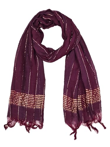 Image of TRENDMALLS Women's Chinon Silk Golden Zari Weaving Stripes Design Dupatta