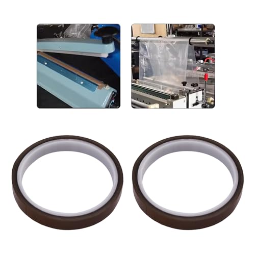 Image of 2 Roll 12mm PTFE Coated Fabric Tape, 1 /2 inch Width 32.8Ft Length High Temperature Tape, Brown Adhesive Tape for Vacuum, Hand and Impulse Sealers