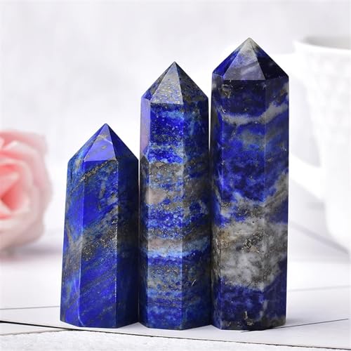 Lapis lazuli hexagonal column quartz point tower gemstone ornament
