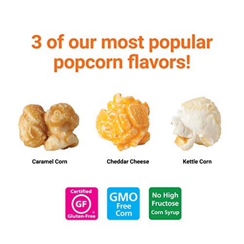 Popcornopolis Gourmet Popcorn 3.5 Gallon Tin - Classic Including Caramel, Cheddar and Kettle Corn