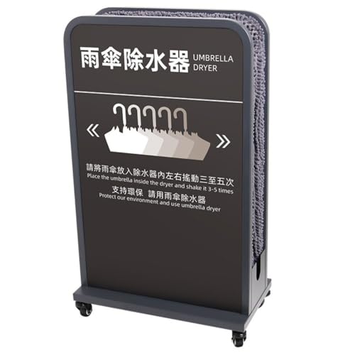 業務用傘乾燥機、吸水性傘立て、傘乾燥機 、サイズ:48 x 26 x 81 cm、防水・防錆性に 金属製で、吸水性が高く、雨や水滴を吸収します。ブレーキ付きキャスター付きで移動も楽々。図書館、オフィス、学校などに最適です(白枠、グレー生地)Youlines