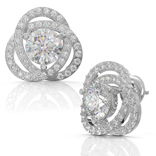 Image of 925 Sterling Silver Stud Earrings for Women | Cubic Zirconia Solitaire Ear Studs | Lightweight Hypoallergenic Anti-Tarnish Daily Wear Jewellery | Gift for Girls, Wife, Girlfriend, Mother, Sister | Birthday, Anniversary, Rakhi