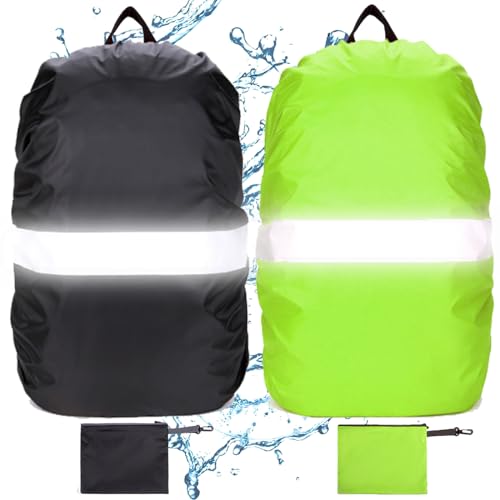 DKDDSSS 2 Pezzi Parapioggia per Zaino, Copri Zaino per Pioggia, Coprizaino Impermeabile, Copertura Antipioggia con Fibbia Regolabile per L'escursionismo, Viaggio, 40L-50L