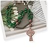 Nazareth Store Anglican Rosary Necklace with Green Jade Stone Beads Antique Copper Celtic Cross #1
