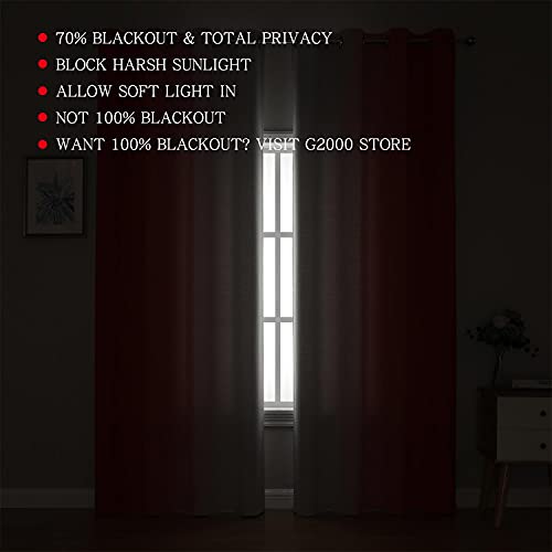 Image of G2000 Blackout Curtains & Drapes for Bedroom Living Room 84 Inches Long Coral and Greyish White Room Darkening Window Treatments Ombre Thermal Insulated Light Blocking Grommet Backdrop 2 Panels Set