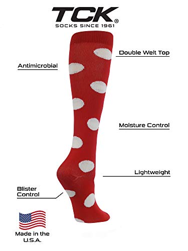 Tck Krazisox Polka Dot Over The Calf Socks (Scarlet/White, Medium) #TOP1