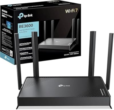 TP-Link Archer BE220W – Router Wi-Fi 7 BE3600 Dual Banda hasta 3 6 Gbps 5 Puertos Gigabit 4 Antenas externas Beamforming MU-MIMO OFDMA EasyMesh HomeShield Ideal hogar y Gaming