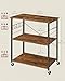 VASAGLE Kitchen Shelf on Wheels, 31.5 Inches Serving Cart with 3 Shelves, Kitchen Cart, Microwave Shelf, for Mini Oven, Toaster, with 6 Hooks, Industrial Style, Rustic Brown and Ink Black UKKS067K01