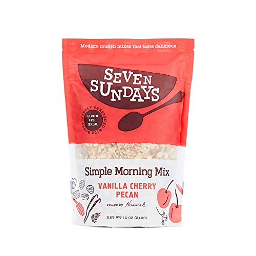 Seven Sundays Simple Morning Vanilla Cherry Muesli Cereal {12 oz. pouch, 1 Count} | Gluten Free Certified | Non GMO | No Refined Sugar | Kosher