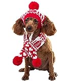 BINGPET Pet Costume Accessories Knit Christmas Reindeer Scarf and Hat Set for Pet from Small to Large