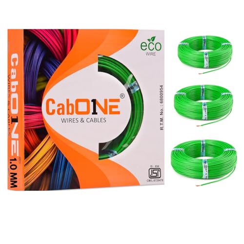 Image of CabONE Pack of 3 Electrical Wire 1.0mm | 90 Meter Single Core CCA Copper Cable | Heat Resistant No-Drip PVC Insulation | High Current Carrying Capacity House Wire