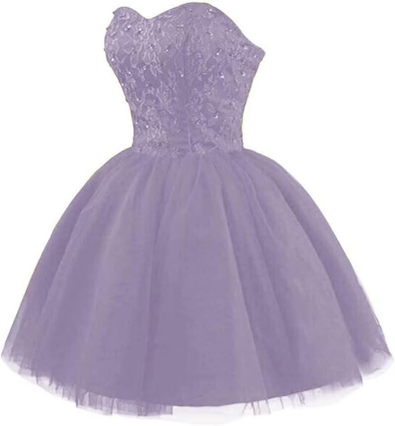 Tulle Beading Homecoming Dress Strapless Short Lace Teens Prom Dresses Formal Mini Puffy Dresses for Women