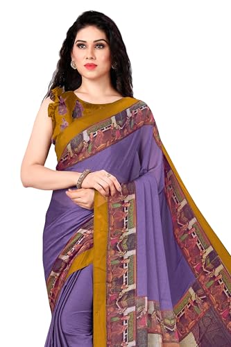 Image of MIRCHI FASHION Saree for Woman Chiffon Kalamkari Design | Professional Office Wear Lightweight Sari for All-Day Comfort with Blouse (Available in 15 Colors)