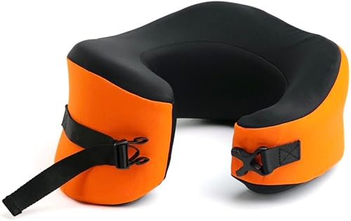 Miniatura 19 de C CUSHION LAB Almohada de viaje, galardonado diseño ergonómico patentado para barbilla y cuello, almohada de cuello de espuma viscoelástica, Azul