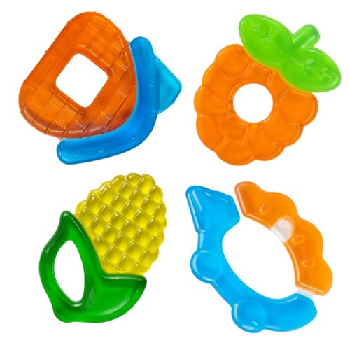Image of Baby Water Filled Silicone Cooling Teether | Soft Teething Toy for Babies | Soothes Gums and Easy to Grip | Non-Toxic Food Grade Bpa-Free for Toddlers, Infants | Design May Vary (Pack of 4)