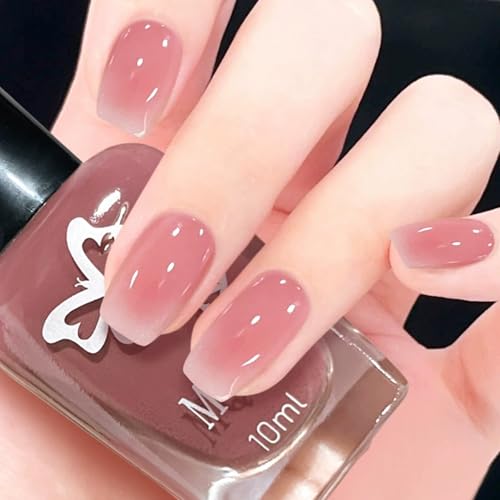 KAHSOSE Water Based Nail Polish Nude Jelly Finish Translucent Nude Pink Nail Polish Non Toxic No UV Light Needed Natural Color for Kids & Adult
