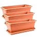 Produktbild 2friends Blumenkasten mit Untersetzer 40 cm 3 Stück, Balkonkasten eckig Balkon, Terracotta, hochwertiger Kunststoff, Made in EU
