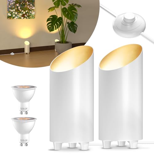 Lamptobe 2 Pack Uplighting Indoor Floor Can Light,5W 3000K Up Lights with 6.5 FT Plug Cord&Foot Switch,Plant Uplighters Light Up Lights Uplighting Floor Spotlight for Accent Lighting Plants or Artwork