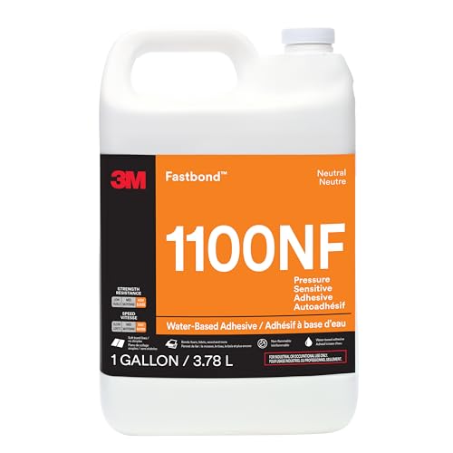 3M Fastbond Foam Adhesive 1100NF, Neutral, 1 Gallon - Water-Based Contact Adhesive for Foam, Fabric, Wood, Medium Tack with High Temperature Resistance