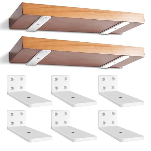 6 Piezas Soporte Estanteria Pared, 10cm Resistentes Escuadras Para Estanterias, Soporte Baldas Pared Industrial con Tornillos para DIY | Aala de Estar | Dormitorio | Baño (Blanco)