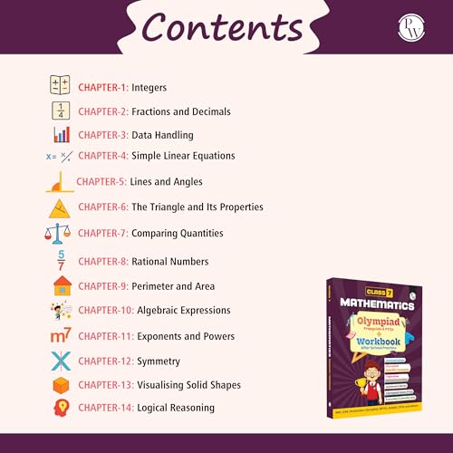 Image of PW Olympiad Books for Class 7 2026-27 - Mathematics Workbook | IMO Olympiad Prep Book | Chapterwise MCQs, PYQs, Concept Maps & Worksheets for After School Practice (Paperback)