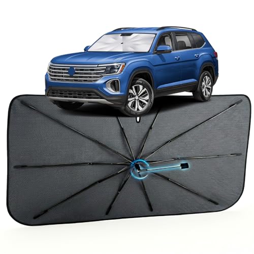 Image of Car Windshield Sun Shade for Volkswagen Atlas 2018-2026 -[Reflective Coated Fabric] Sunshade Umbrella for Front Window, Car Shades Sun Visor Keep Car Cool and Protects Interior, 1:1 Exact Fit