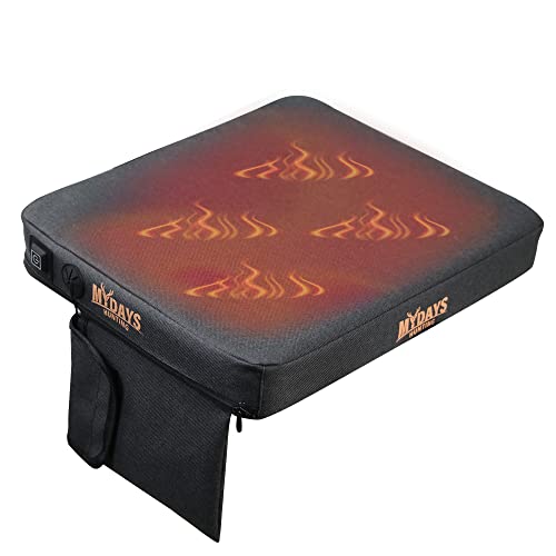 Mydays Portable Heated Seat Cushion, Memory Foam Heating Seat Pad For Outdoor Stadium Bleacher Camping, Power Bank Not Included（Black） #TOP6
