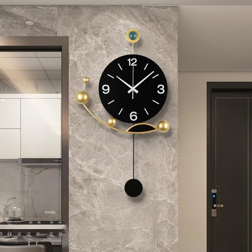 Horloge murale décorative en métal avec pendule autonome qui fonctionne à piles